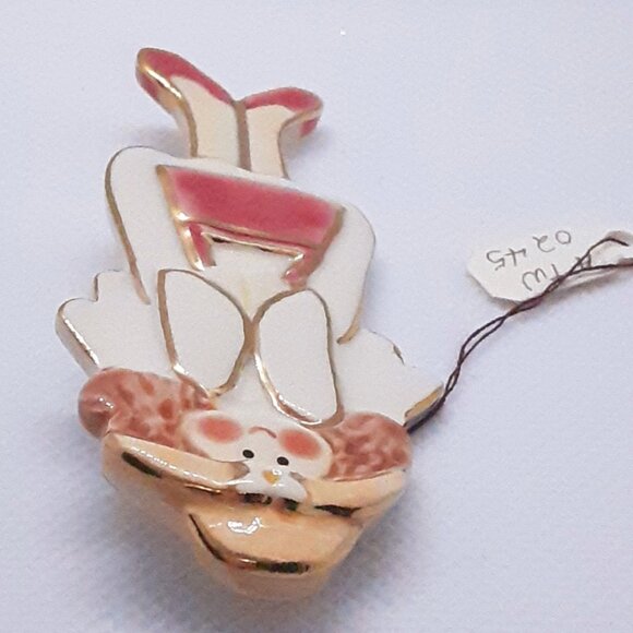 New ExClaymations Art to Wear Shopping Angel Pin trimmed in 22 kt gold - Picture 12 of 13